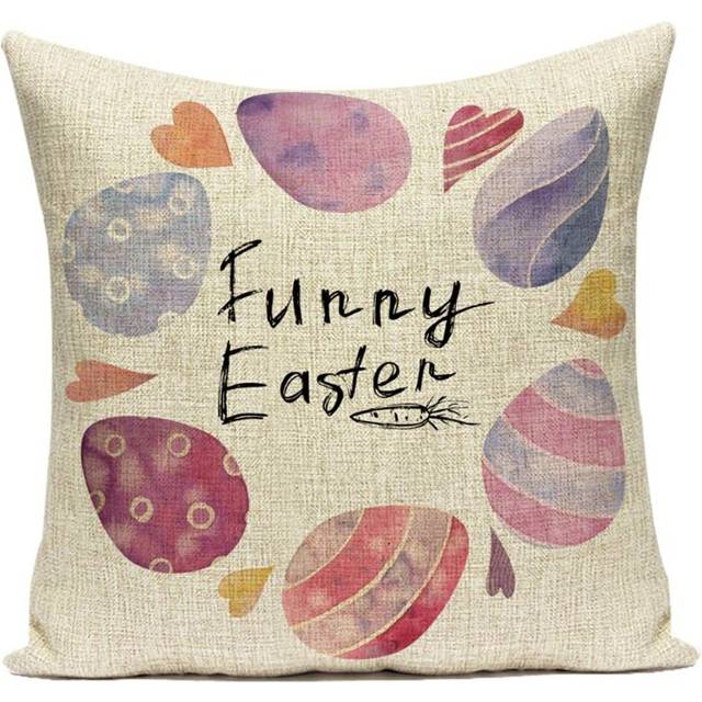 Funny Easter Printing Linen Cushion Cover Home Decor 45x45cm/18x18 Inch - No.1
