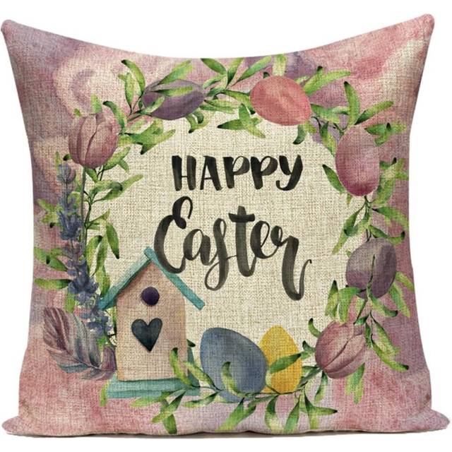 Funny Easter Printing Linen Cushion Cover Home Decor 45x45cm/18x18 Inch - No.3