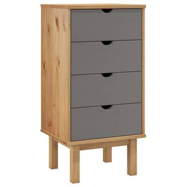 Drawer Cabinet otta Brown&Grey 45x39x90cm Solid Wood Pine Vidaxl