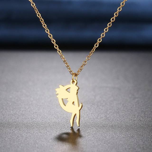Rostfritt stål halsband moon fairy hängen kedja choker smycken halsband för kvinnor smycken party girl - Guld-