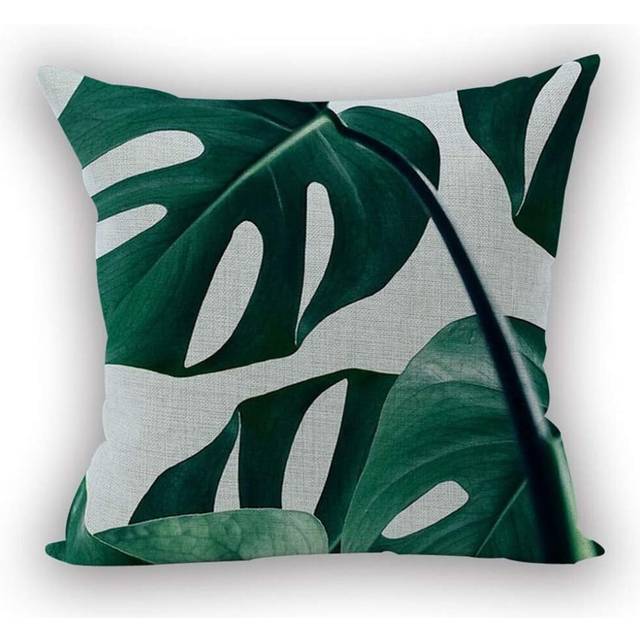 Green Leaves Tropical Plant Decorations Linen Throw Pillow Covers Home Decor Cushion Cover for Sofa Couch 18x18 Inch / 45x45 CM - 1#