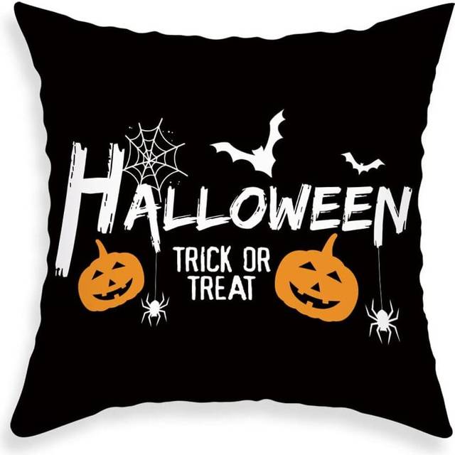 Halloween Cushion Cover Pillow Covers Halloween Decorations Black Red Skull Throw Pillowcase Halloween Cushion Covers 45*45cm Peach Skin#5