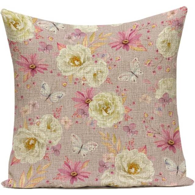 Cute Burlap Pink Blush Cushion Cover 18x18 inch Linen Square Throw Pillow Case #12