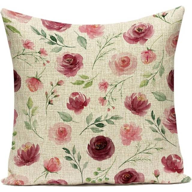Cute Burlap Pink Blush Cushion Cover 18x18 inch Linen Square Throw Pillow Case #16