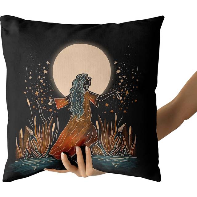 Throw Pillow Covers for Couch Sofa Bed, Cotton Linen Art Decorative Pillows Cushion Covers,18 x 18 inches,Woman Under The Stars
