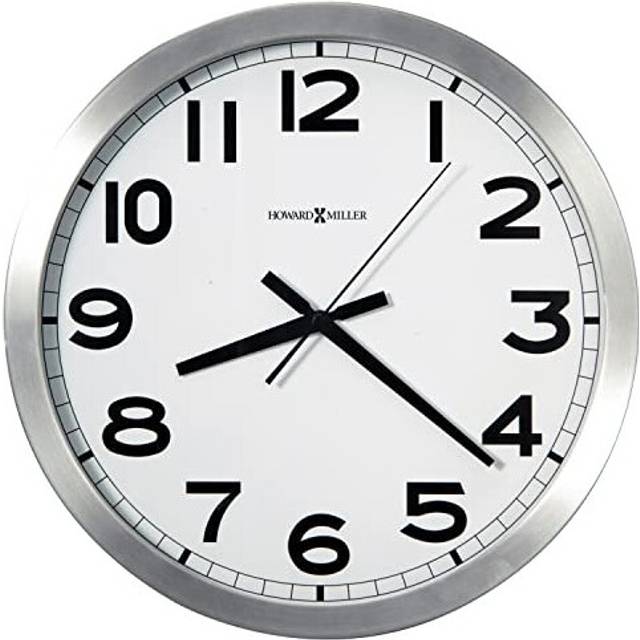 Howard Millerâ¯Spokaneâ¯Wallâ¯Clockâ¯625-450 ââ¯Brushed Aluminium Frame, Modern Home Decor, Flat Glass Crystal, Quartz Movement