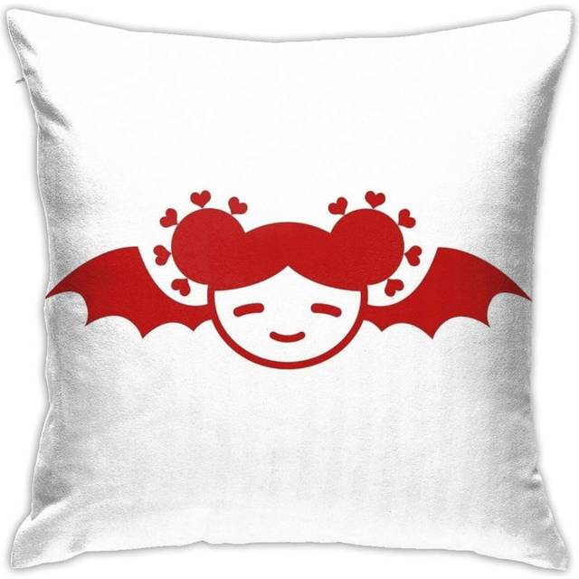 Corona-Chan - Red On White Home Decorative Throw Pillow Covers for Sofa Couch Cushion Pillow Cases 18x18 Inch