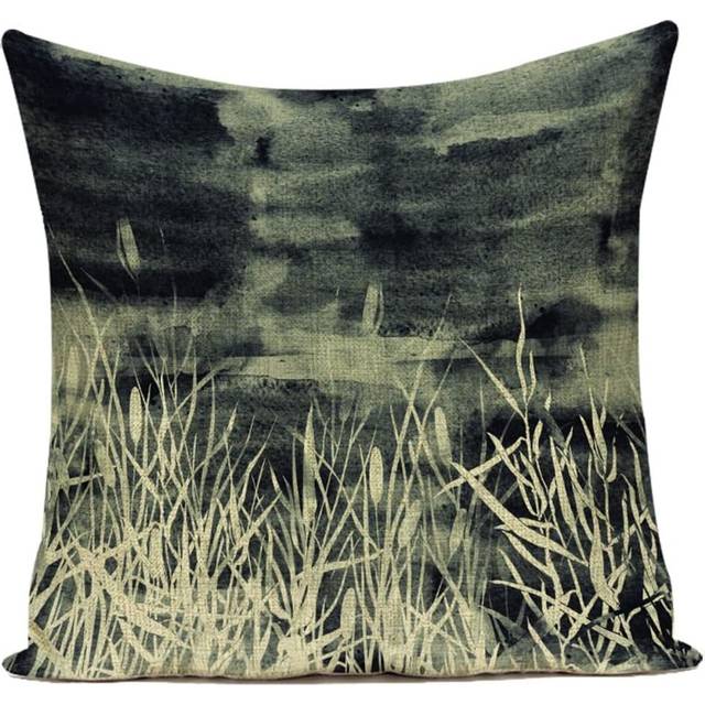 Home Decorative Retro,Landscape Square Cushion Covers, Soft Linen Throw Pillow Covers Pillowcases Sofa Car Bedroom,Blue #7,45*45cm