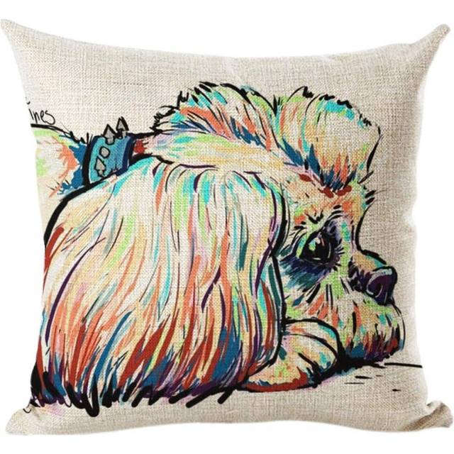 Cotton Linen Decorative Throw Pillow Covers Square Cushion Cover Pillow Cases Sofa Bed Couch Home Decor 18x18 Inch / 45x45 cm Painting Dog g