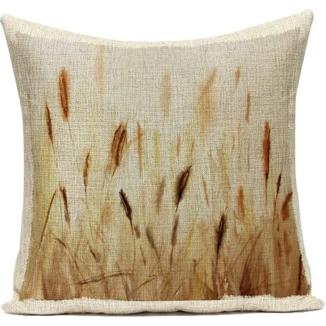 Home Decorative Retro,Landscape Square Cushion Covers, Soft Linen Throw Pillow Covers Pillowcases Sofa Car Bedroom,Beige #8,45*45cm