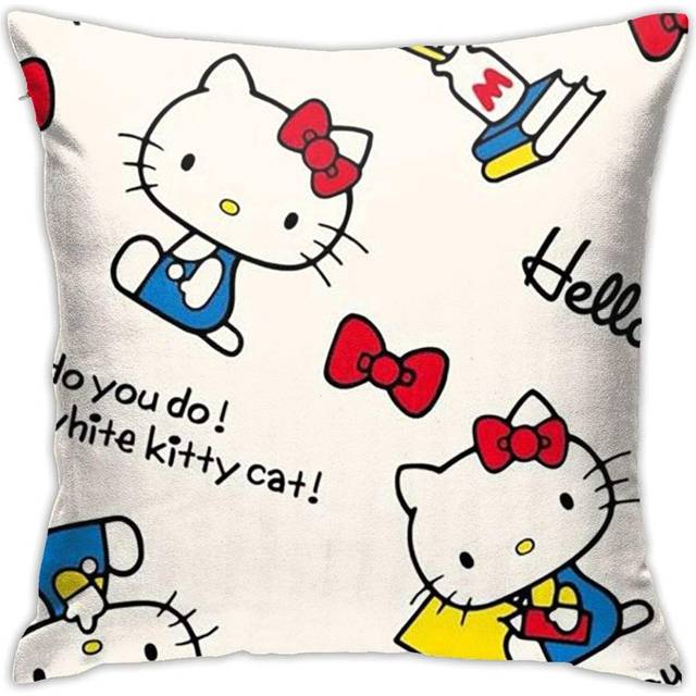 Hello Kitty Cake Soft Square Spring Throw Pillow Covers 18x18 Inches, Home Decor for Sofa Bedroom Living Room Car