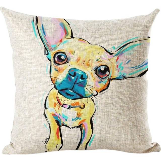Cotton Linen Decorative Throw Pillow Covers Square Cushion Cover Pillow Cases Sofa Bed Couch Home Decor 18x18 Inch / 45x45 cm Painting Dog h