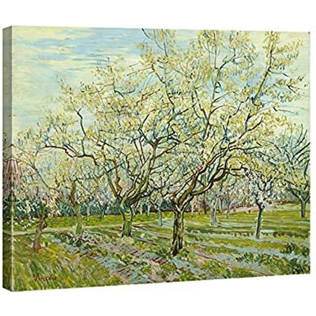- The White Orchard by Van Gogh Famous Oil Paintings Reproduction Modern Stretched and Framed Landscapes Artworks Giclee Canvas Prints Green Pictures