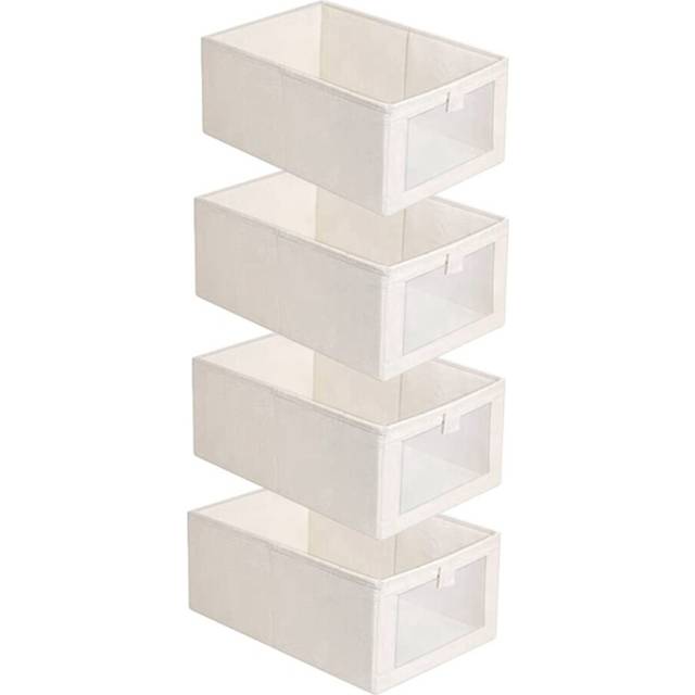4 Pack Storage Bins, Storage Containers for Organizing Clothing, Jeans,Closet - Closet Organizers and Storage Beige
