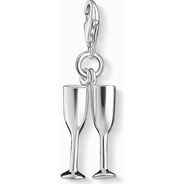 Thomas Sabo dam berlock glas champagne charm klubb 925 sterlingsilver 1288-001-12, Sterlingsilver, Ingen ädelsten