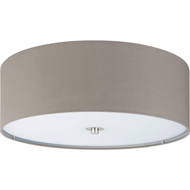 Eglo Pasteri Taupe Fabric Flush Ceiling Light, Cream