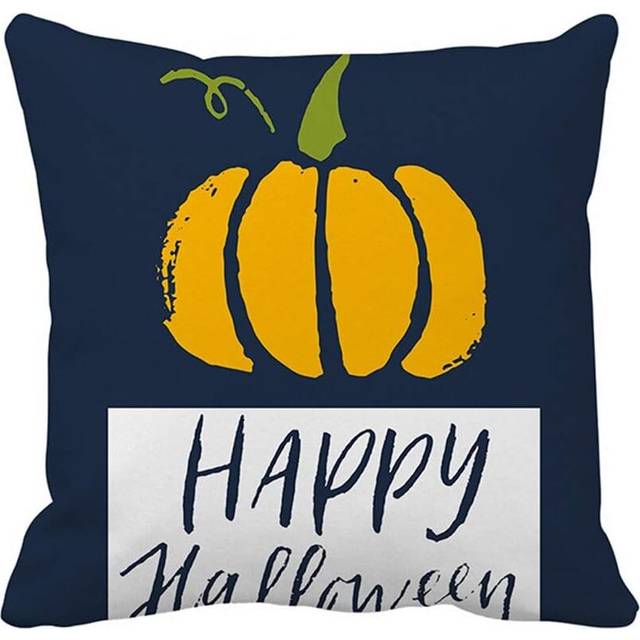 Halloween Witch Pumpkin Decorations Polyester Linen Throw Pillow Covers Home Decor Cushion Cover for Sofa Couch 18x18 Inch / 45x45 CM - Orange 34#