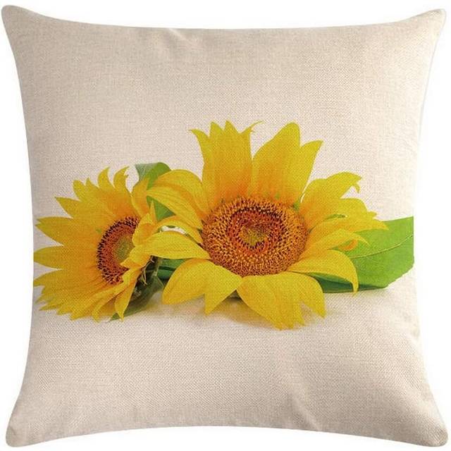Linen Decorative Square Cushion Covers Pillow Cases Couch Sofa Bed Home Decor 18x18 Inch / 45x45 cm - Sunflower #1