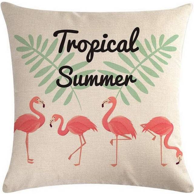 Linen Decorative Square Cushion Covers Pillow Cases Couch Sofa Bed Home Decor 18x18 Inch / 45x45 cm - Flamingo #1
