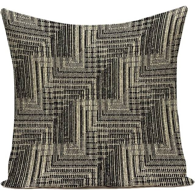 Cushion Covers Irregular Geometric Shapes Decorative,Throw Pillow Covers Linen Pillowcases Sofa Couch Bed Garden Outdoor Home Decor,Black #6,45*45cm