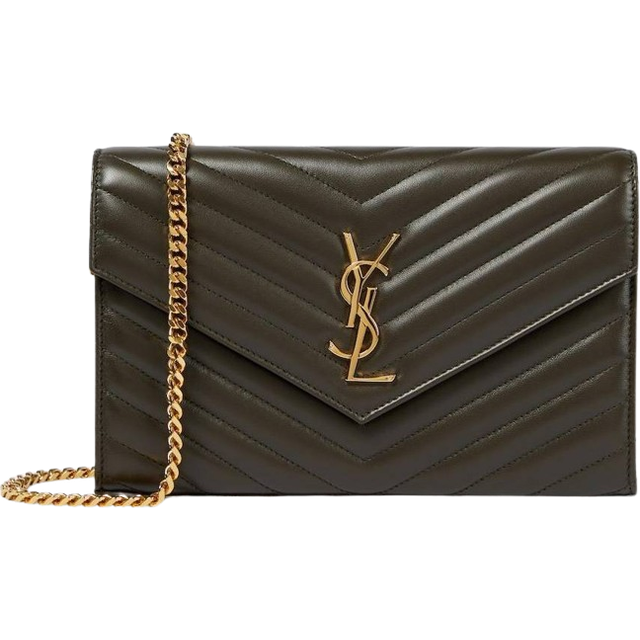 Saint Laurent Classic Cassandre Chain Wallet - Green • Price »