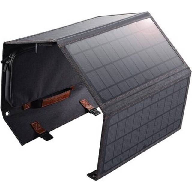 Choetech 2-portar (Typ-C + USB-A) solpanel, 40W, svart/grå