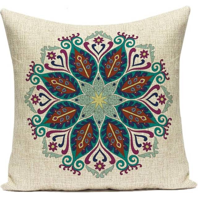 Bohemian Traditional Retro Throw Pillow Covers ,Pillowcase Decorative Cushion Covers Holiday Home Bedroom Car Sofa Couch Decor,Beige #13,45*45cm