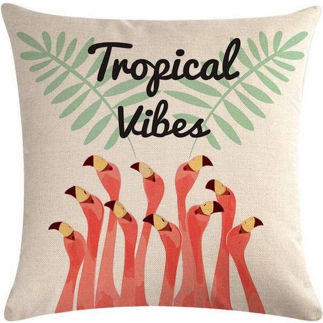 Linen Decorative Square Cushion Covers Pillow Cases Couch Sofa Bed Home Decor 18x18 Inch / 45x45 cm - Flamingo #6
