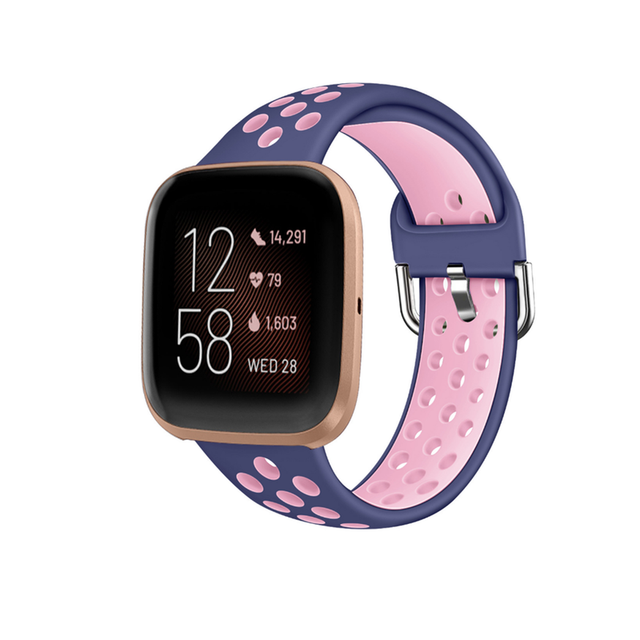 (Large) Smart Watch Wristband 2 Color Silicone Strap Reverse Buckle Band For Fitbit Versa 1