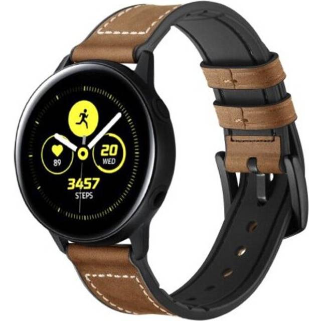 (Standard, 2) Leather Silicone Watch Band Wrist Strap For Samsung Galaxy Active / Sport Brown