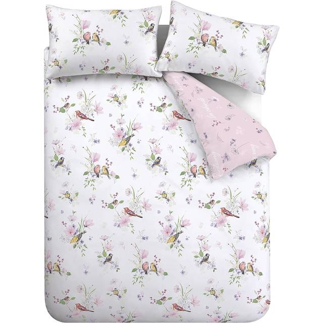 Catherine Lansfield Songbird Duvet Cover Bedding Set Pink