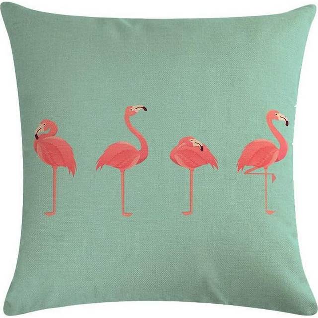 Linen Decorative Square Cushion Covers Pillow Cases Couch Sofa Bed Home Decor 18x18 Inch / 45x45 cm - Flamingo #2
