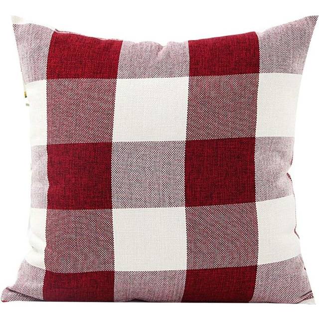 Plaid Print Soft Throw Pillow Covers Cushion Sofa Or Bed Car Decor Pillow Cases Red White