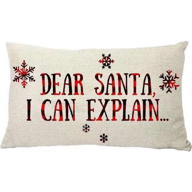 Dear Santa I can Explain Cotton Linen 12''X20'' Square Throw Pillow Case Cushion Cover for Home Sofa Bedding