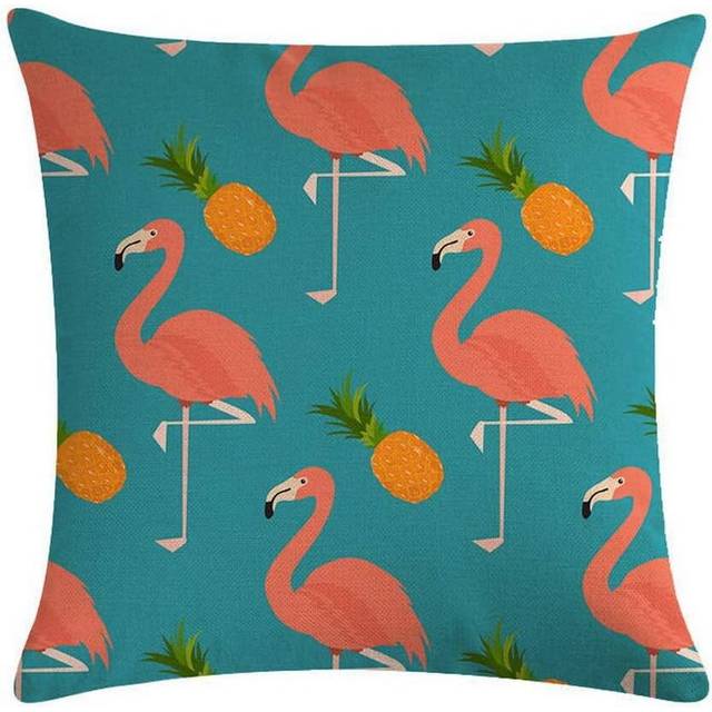 Linen Decorative Square Cushion Covers Pillow Cases Couch Sofa Bed Home Decor 18x18 Inch / 45x45 cm - Flamingo #4