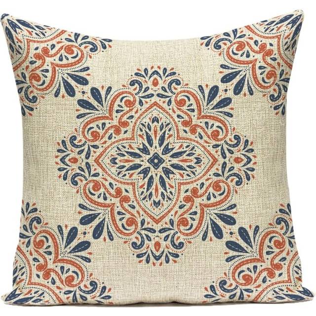 Bohemian Traditional Retro Throw Pillow Covers ,Pillowcase Decorative Cushion Covers Holiday Home Bedroom Car Sofa Couch Decor,Beige #8,45*45cm