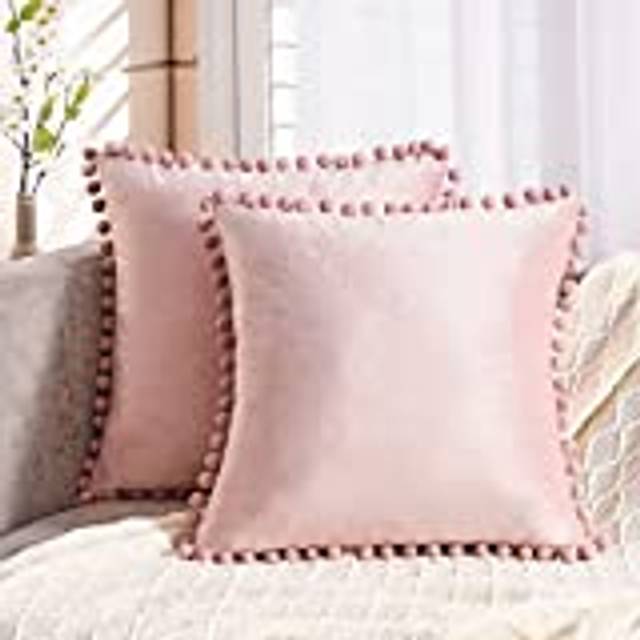 Top Finel Blush Pink Throw Pillow Covers for Couch Bed Sofa Decorative Pillow Covers 16x16 Set of 2 Soft Velvet Square Cushion C