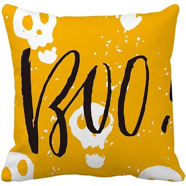Halloween Witch Pumpkin Decorations Polyester Linen Throw Pillow Covers Home Decor Cushion Cover for Sofa Couch 18x18 Inch / 45x45 CM - Orange 30#