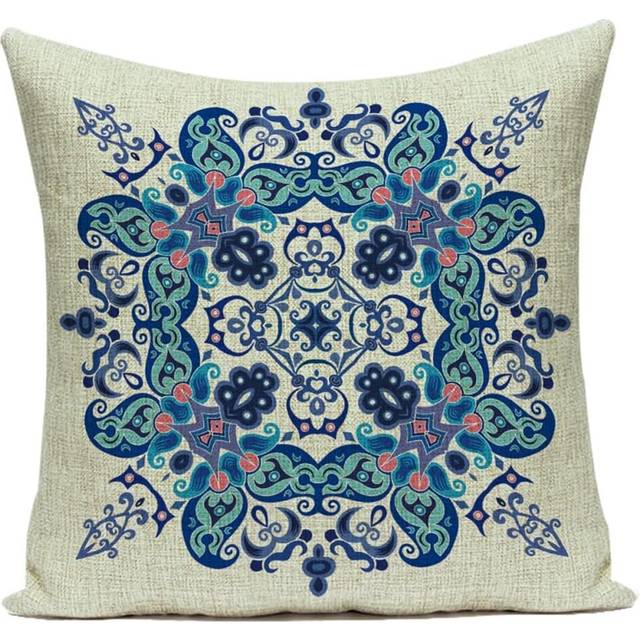 Bohemian Traditional Retro Throw Pillow Covers ,Pillowcase Decorative Cushion Covers Holiday Home Bedroom Car Sofa Couch Decor,Blue #11,45*45cm