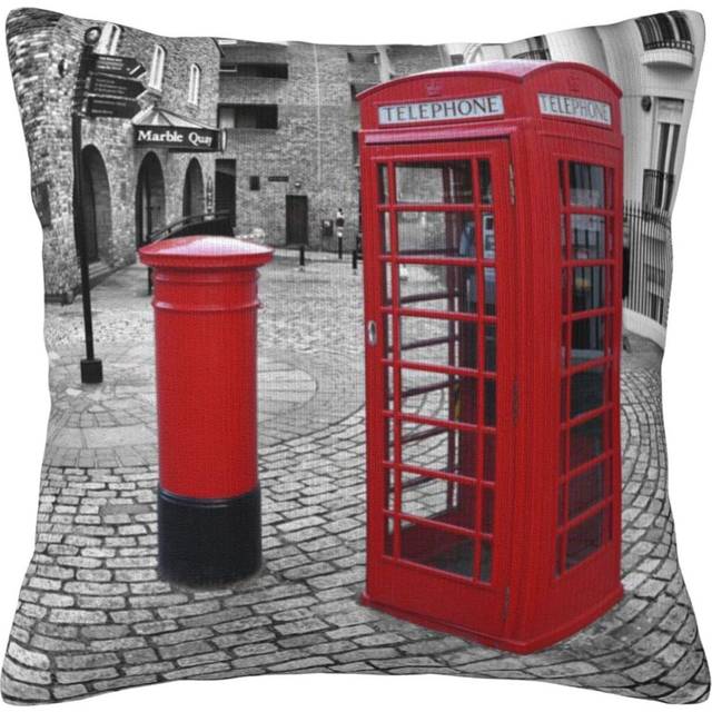London Red Telephone Booth Pillow Case Covers Print Decorative Throw Pillow Covers For Room Sofa cmxcm