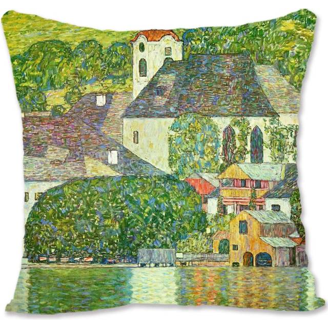 Decorative Throw Pillow Case Cover  Landscape Art - Van Gogh - Landscape At Dusk VG-Church in Unterach on the Attersee  Gk