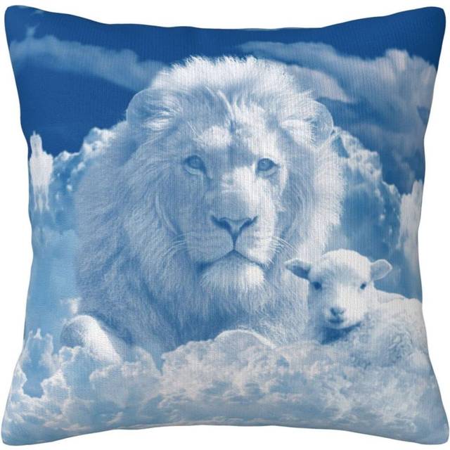 Lamb With A Lion On The Clouds Pillow Case Covers Print Decorative Throw Pillow Covers For Room Sofa cmxcm