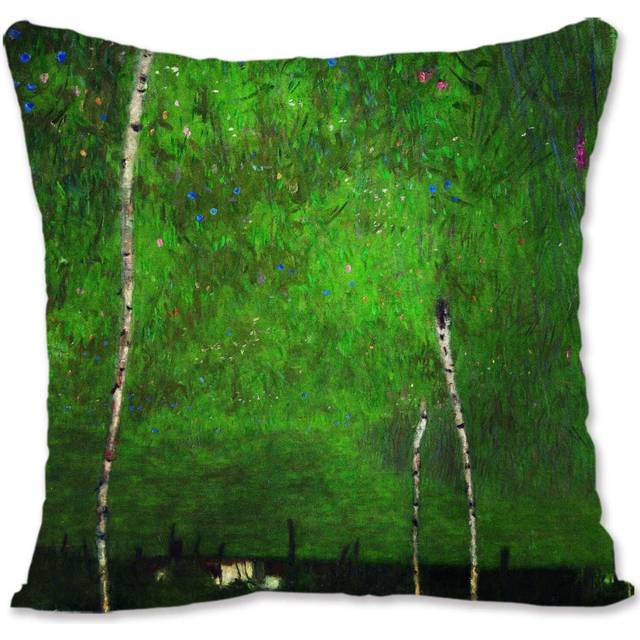 Decorative Throw Pillow Case Cover Landscape Art - Van Gogh - Plain Of Auvers VG-Farmhouse With Birches Gk