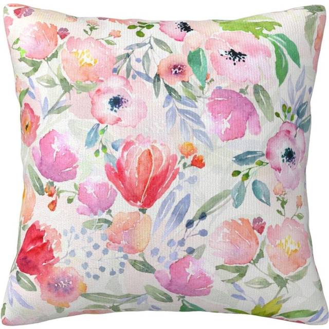 Watercolor Pink Flowers Flower Botanical Seamless Pattern Art Paintings Pillow Case Comfy Throw Pillow Covers Stain Resistant Cushion Covers45X45 Cm