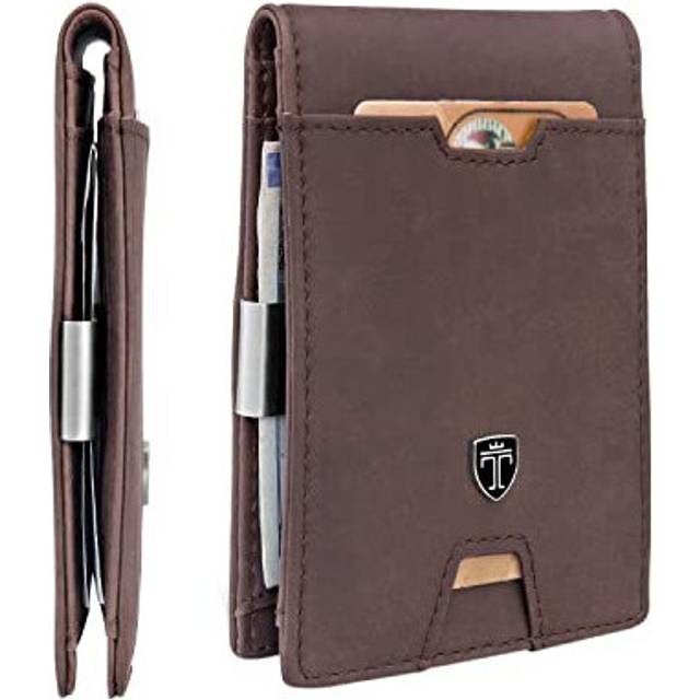 TRAVANDO Wallet Mens with Money Clip Bogota RFID Blocking Slim - Credit Card Holder - Mini Bifold Wallet for Men with Gift Box (Brown)