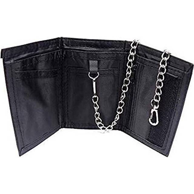 MENS BLACK LEATHER FASTENING SPORTS WALLET WITH DETACHABLE CHAIN 1932