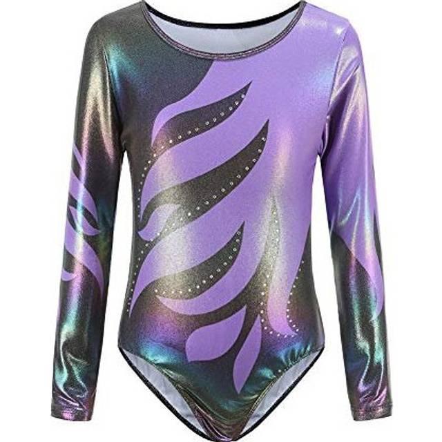 Maritown Gymnastics Leotards for Girls Long Sleeve Sparkle Ballet Leotards Dancewear Girls Leotards Athletic Ballet Dance Dress for Kids Teens 5-