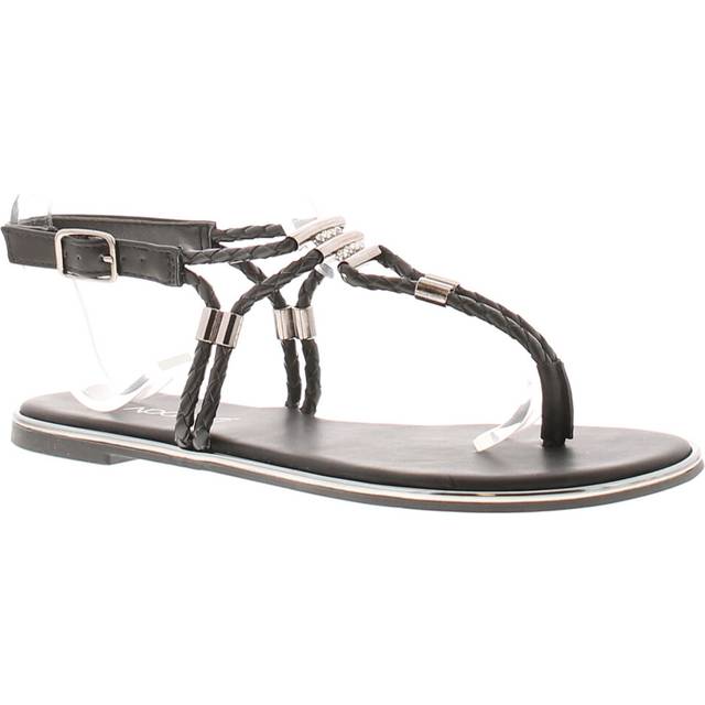 Apache Womens Flat Sandals Toe-Post Blunt Buckle black - Size UK 5 - Black