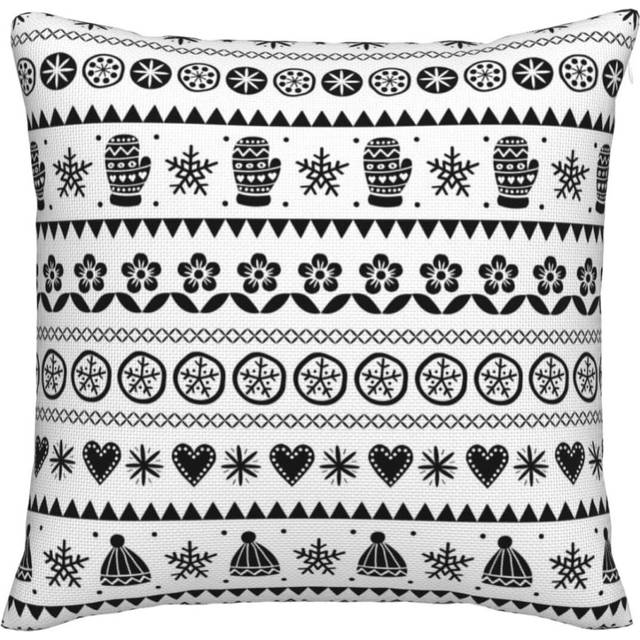 Winter Folk Art Christmas Imitation Linen Throw Pillow Covers Decorative  Pillowcase Square Cushion Covers