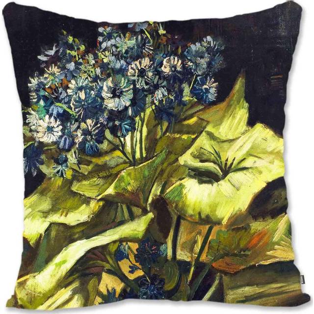 Decorative Throw Pillow Case Cover Impressionist Floral Art - Van Gogh - Bouquet Of Flowers In A Vase VG-Cineraria Vg